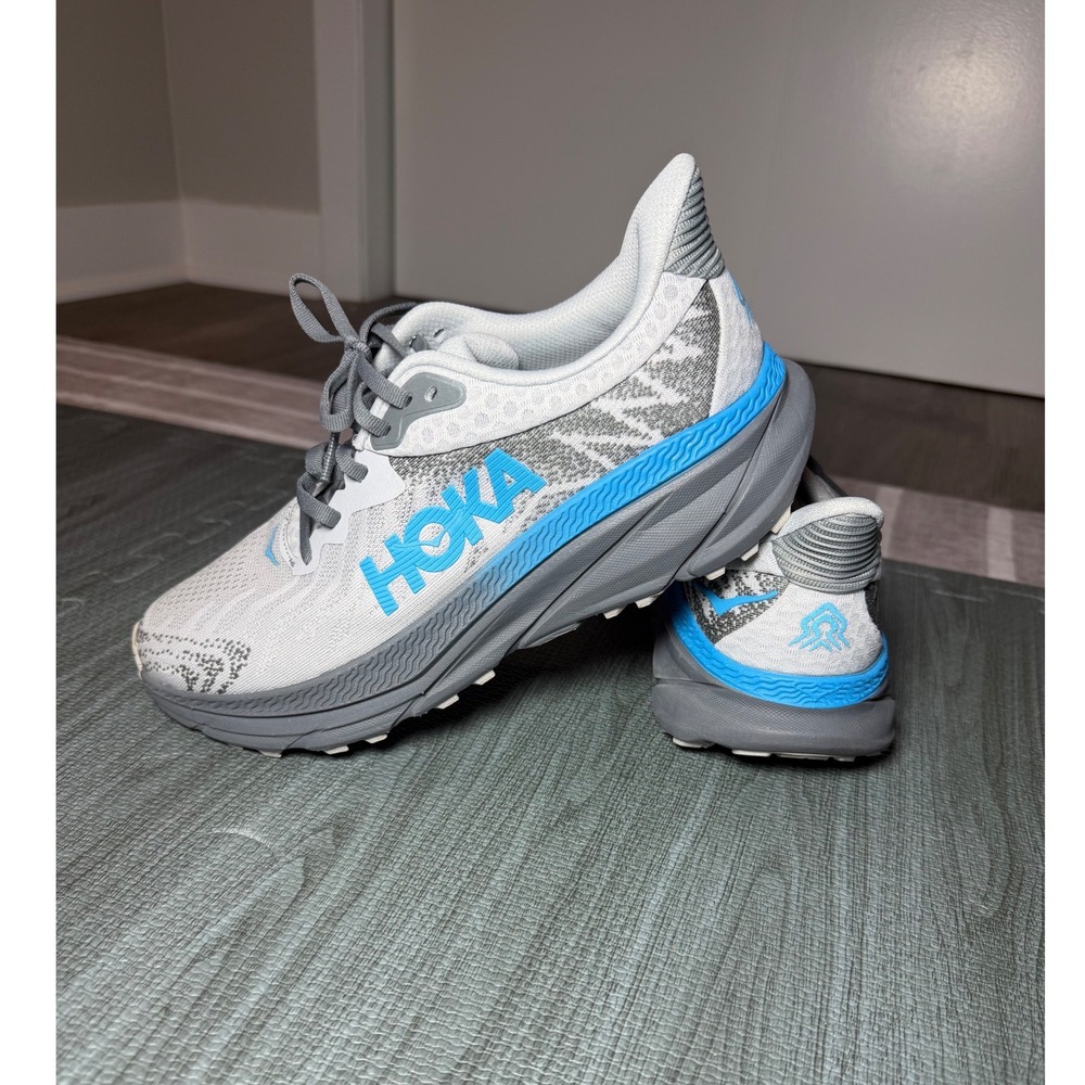Hoka One One Challenger ATR 7 Silver Coastal Sky Trail Running Shoes Size 9.5